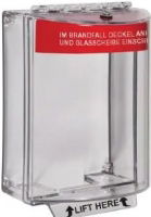 Univ Stopper- red shell- clear surface - Fire German text
