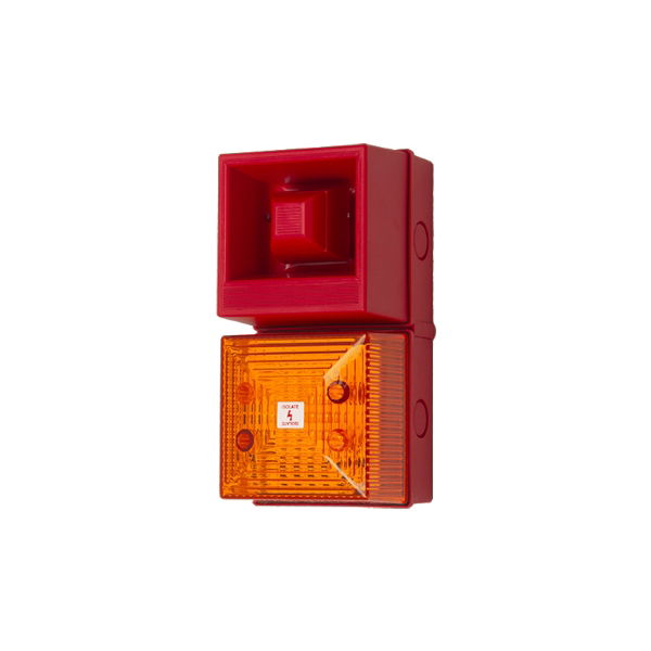 Sounder beacon 108dB 32 tones 24v DC red body Amber LED (12)