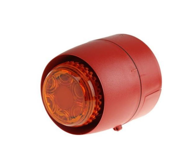 VTB Sounder/Beacon, Red Body, Amber Lens, Deep Base