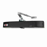 Black Door closer, with a stainless steel arm