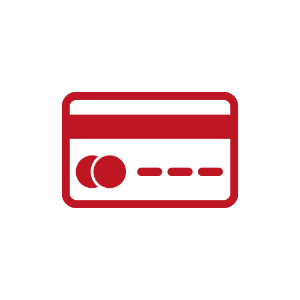 debit card icon in red