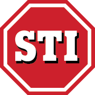 STI logo in red hexagon